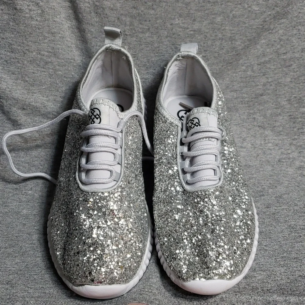 Women's gray silver Glitter shoes 6m daisy Fuentes jacklyn (sr) - Picture 4 of 8